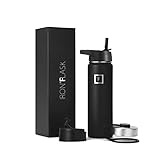 IRON °FLASK Sports Water Bottle - 22oz, 3 Lids (Straw Lid), Leak...