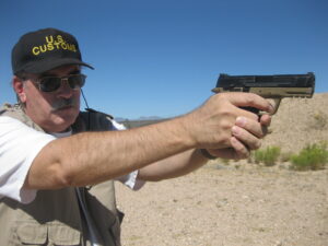 photo of author shooting the gun
