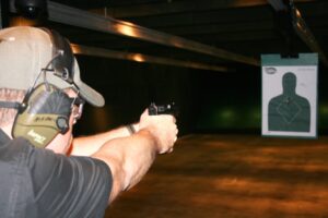 Handgun review photo: The author shoots out the 9C1 Gen 2.