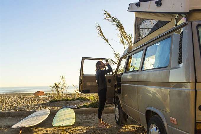 Drinking Soda From Campervan