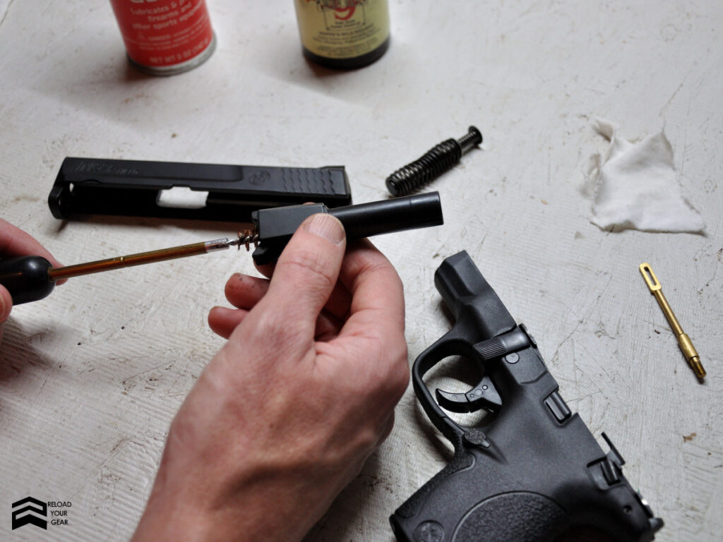 cleaning pistol barrel