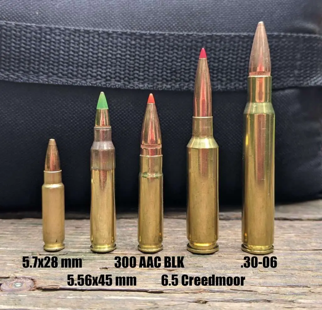 rifle cartridge lineup 5.7x28 mm to .30-06
