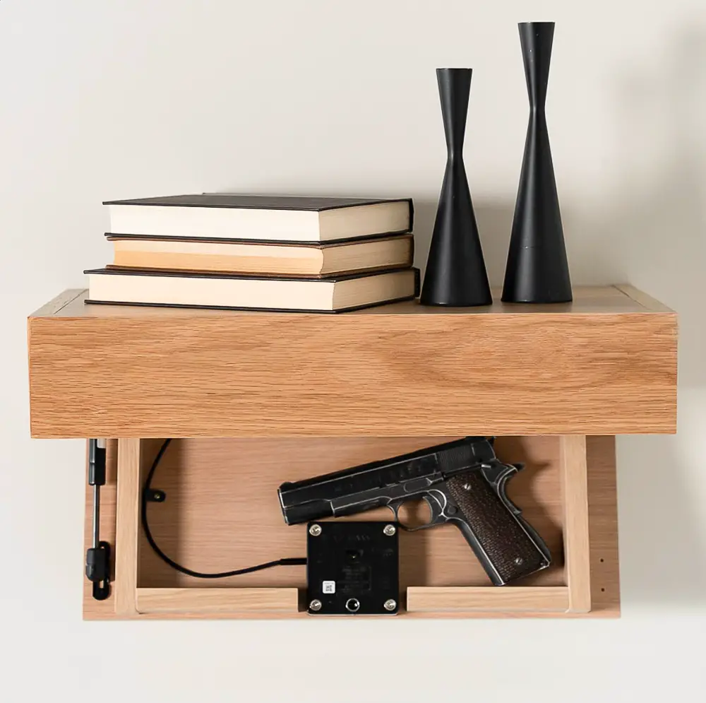 Shelf as hidden gun safe